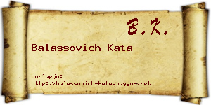 Balassovich Kata névjegykártya